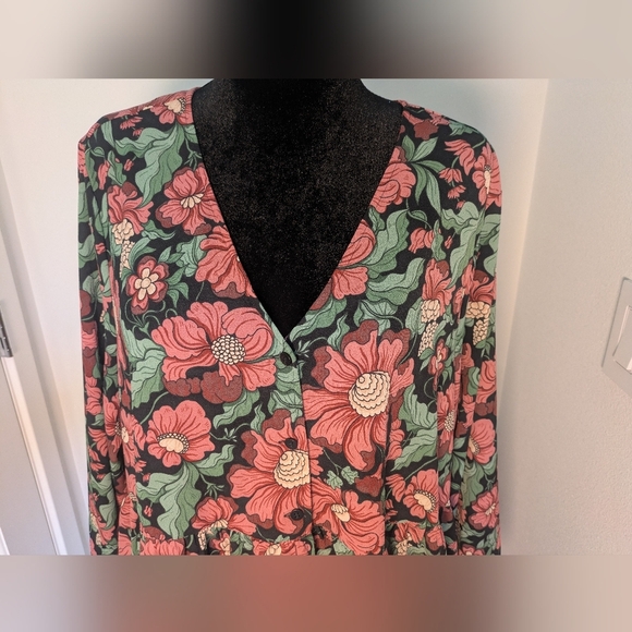 ASOS Monki Torborg Floral Garden Mini Oversized Dress Fit M-XL Bohemian EUC - Picture 5 of 16